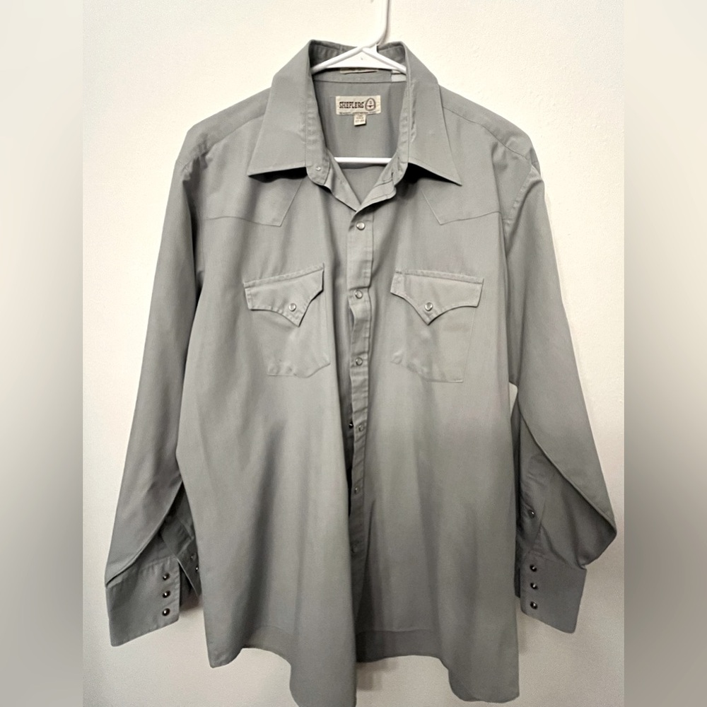 SHEPLERS MEN’S GREY LONG SLEEVE COWBOY SHIRT